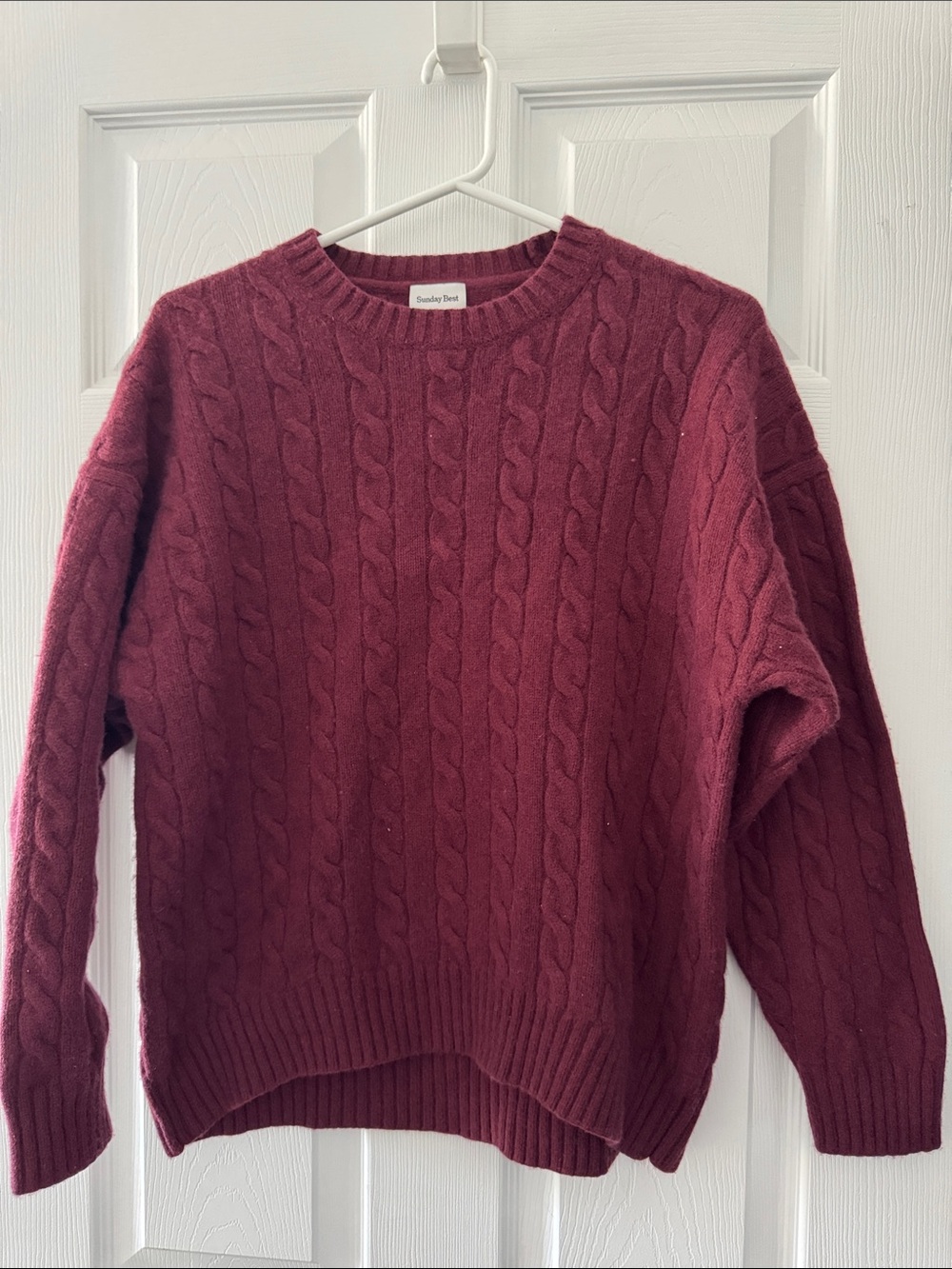 Sunday Best Cable Knit Crewneck Sweater - Burgundy